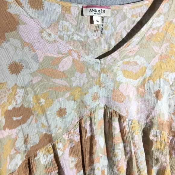 Womens Andree by Unit Blouse Floral Cottage Core Boho Beachy Babydoll Style - Picture 7 of 7